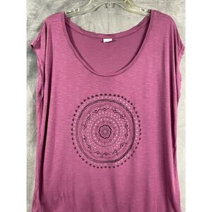 Lascana blouse sz 16 18 relaxed fix Mandala design rose pink curvy 100% viscose